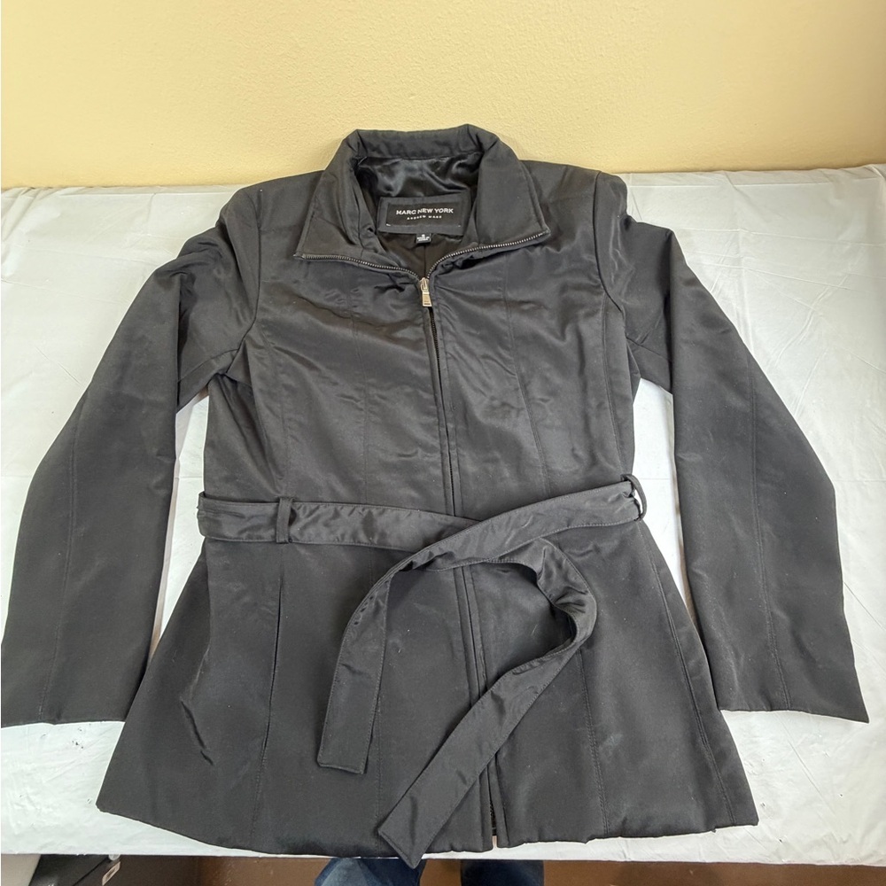 Marc New York Black Fully‎ Lined Belted Trench Coat Size S